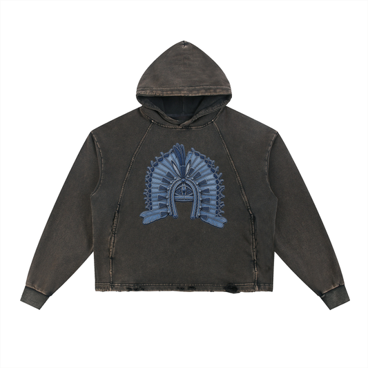 Vintage Washed Frayed-Hem Hoodie