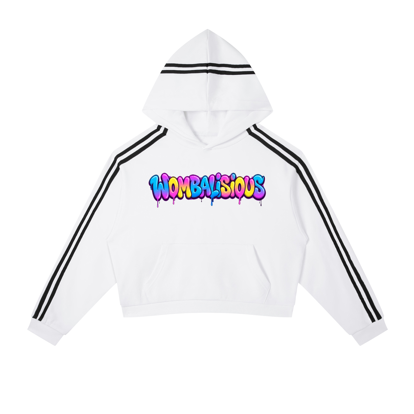 Wombalisious Side Stripe Cropped Hoodie For Women.