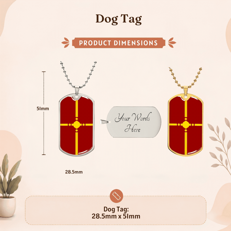 Rotuma Flag Gold Dog Tag Necklace | Rotuman Pride Pendant | Gold Stainless Steel Flag Necklace | Rotuma Heritage Jewelry | Gift for Rotumans