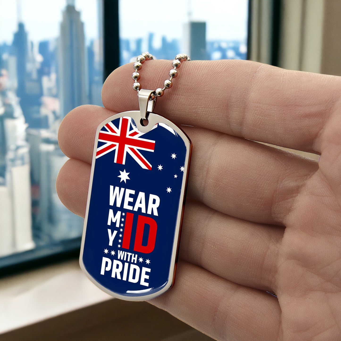 Australia Flag Dog Tag Necklace | Military ID Pendant | Wear My ID With Pride Patriotic Gift