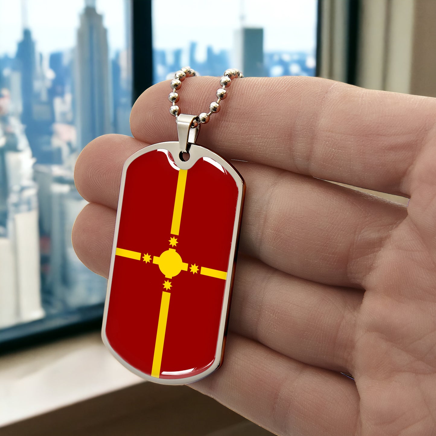 Rotuma Flag Gold Dog Tag Necklace | Rotuman Pride Pendant | Gold Stainless Steel Flag Necklace | Rotuma Heritage Jewelry | Gift for Rotumans