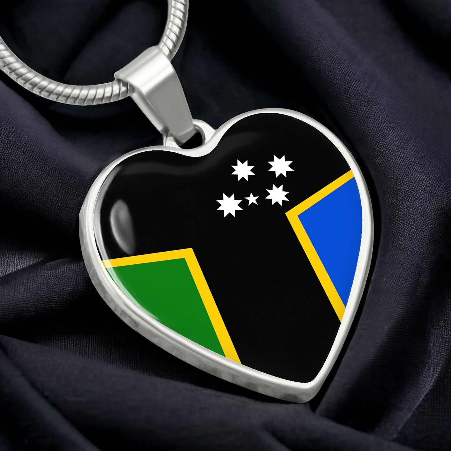 Australian South Sea Island Flag Heart Necklace | ASSI Flag Necklace |Heritage Heart Pendant | Cultural Pride Gift