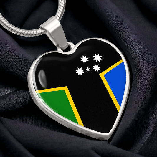 Australian South Sea Island Flag Heart Necklace | ASSI Flag Necklace |Heritage Heart Pendant | Cultural Pride Gift