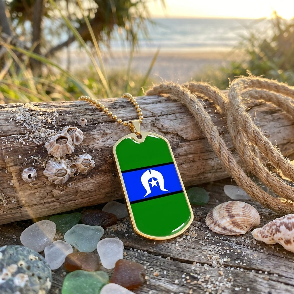 Torres Strait flag dog tag pendant