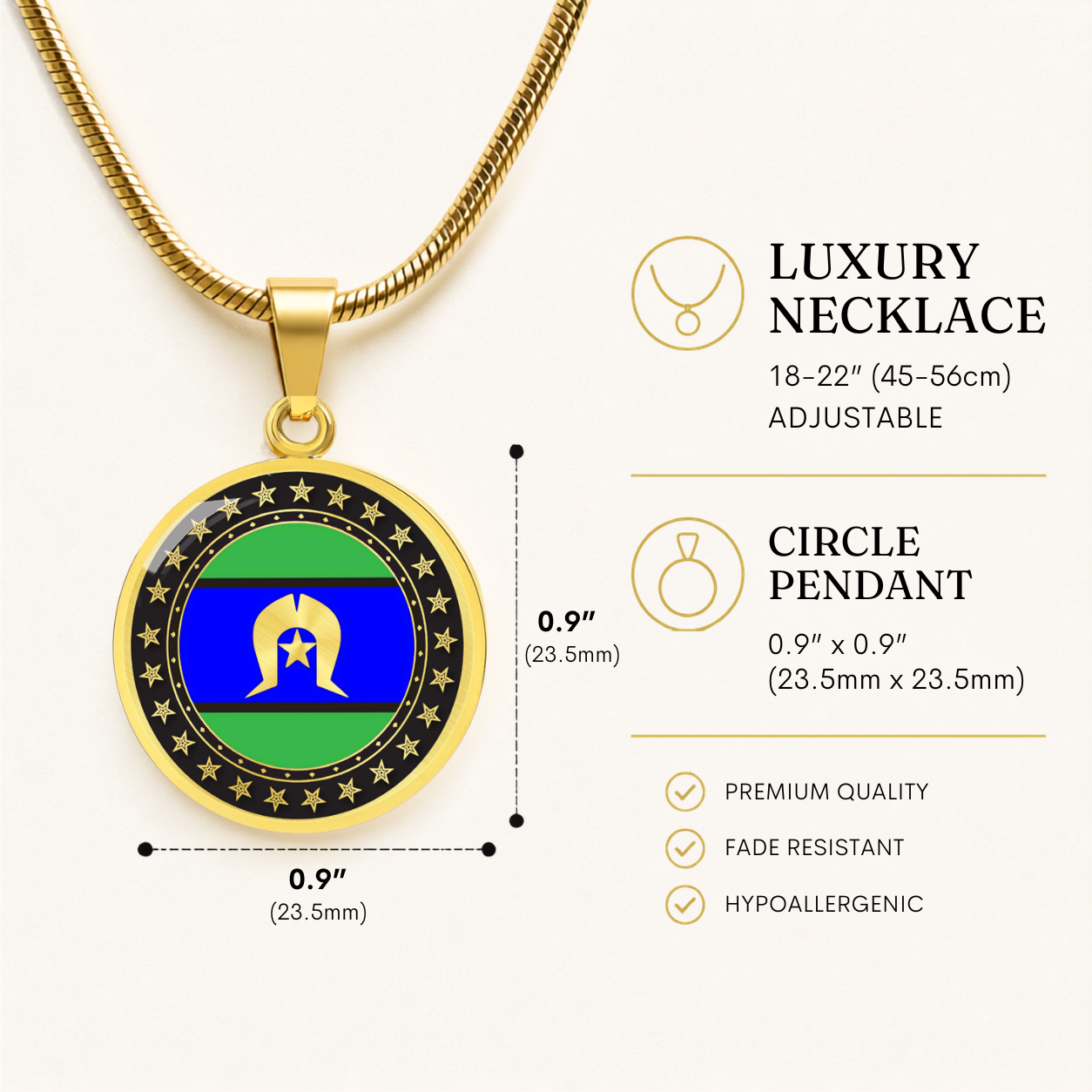 Torres Strait Islander Flag Round Pendant Necklace| Torres Strait Islander Jewelry | Cultural Circle Pendant Gift