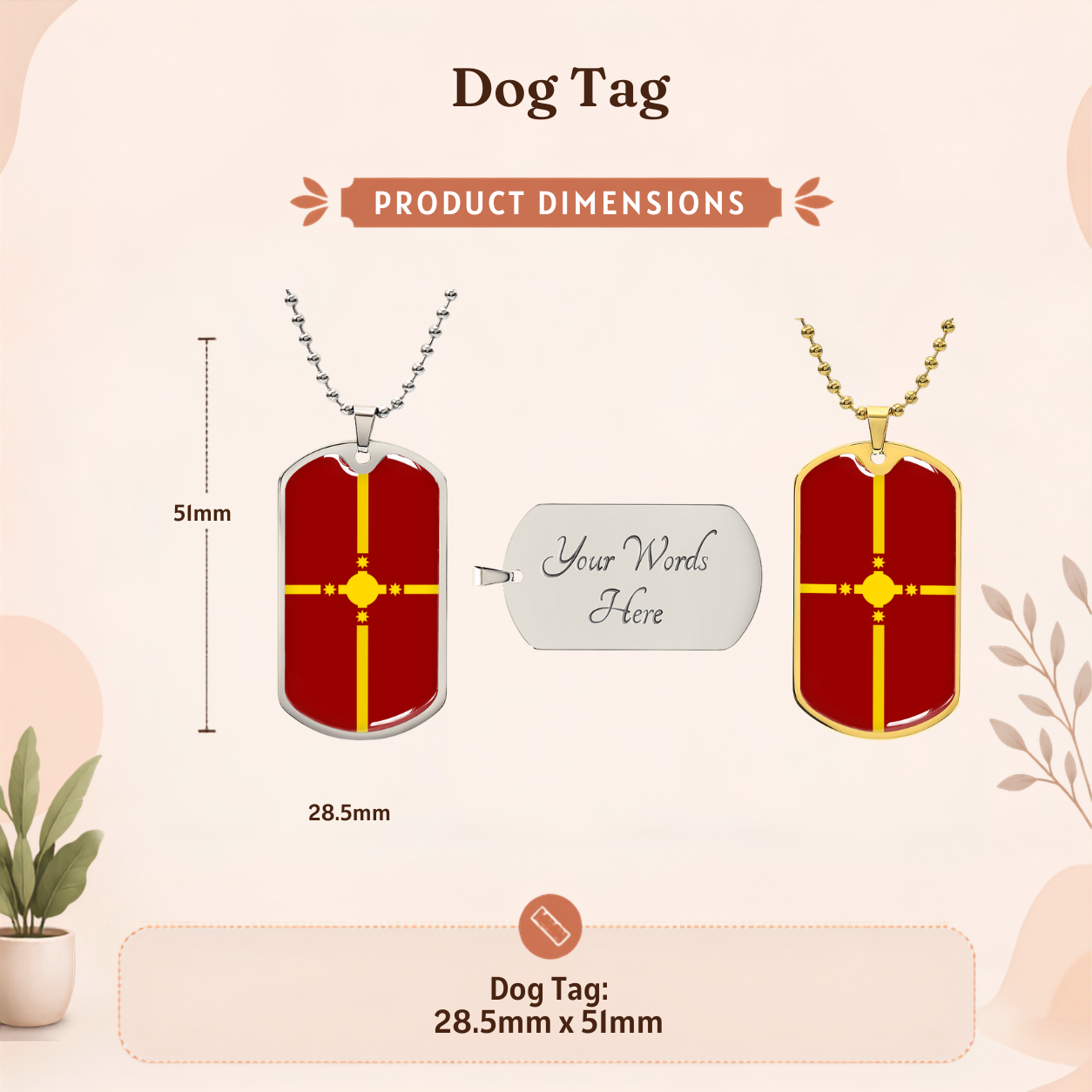 Rotuma Flag Gold Dog Tag Necklace | Rotuman Pride Pendant | Gold Stainless Steel Flag Necklace | Rotuma Heritage Jewelry | Gift for Rotumans