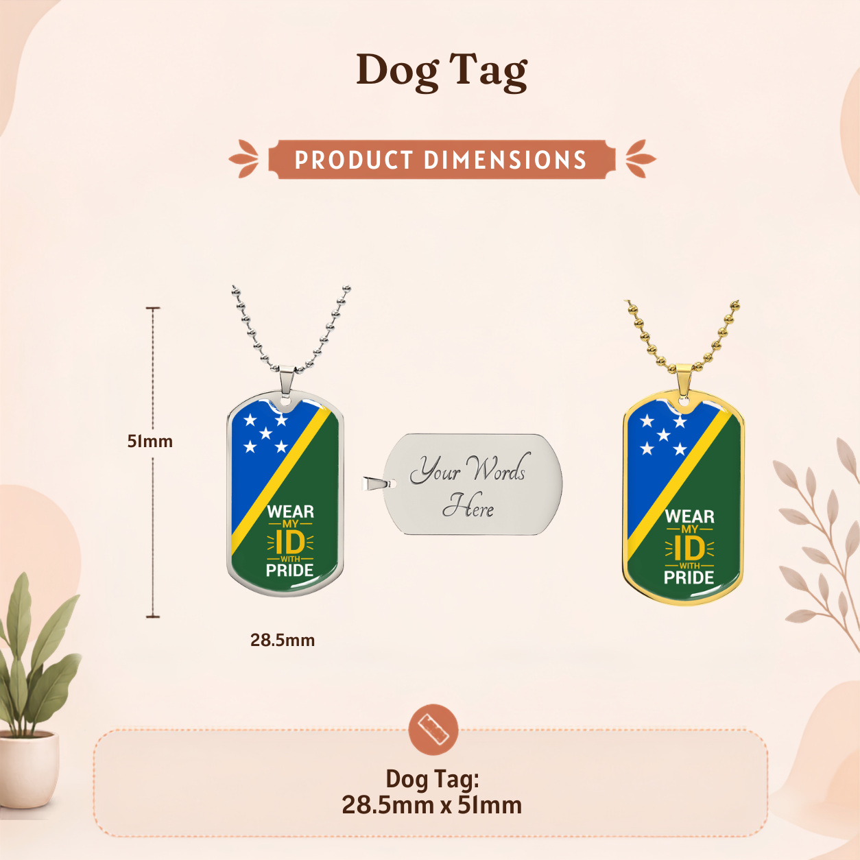 Solomon Islands flag dog tag pendant