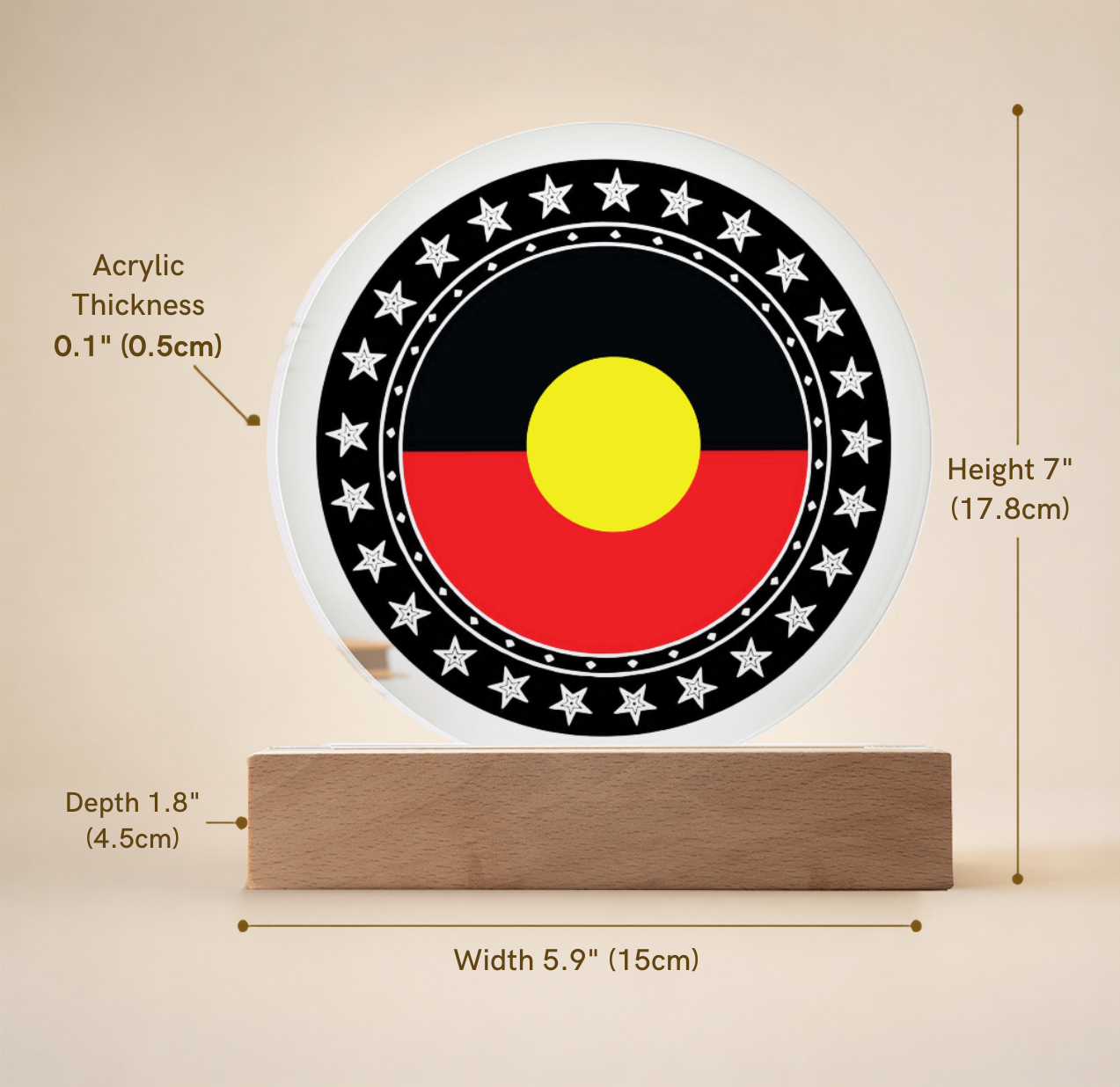 Australian Aboriginal Flag LED Acrylic Plaque | Indigenous Australian LED Lamp | Cultural Desk Decor | Acrylic LED Display