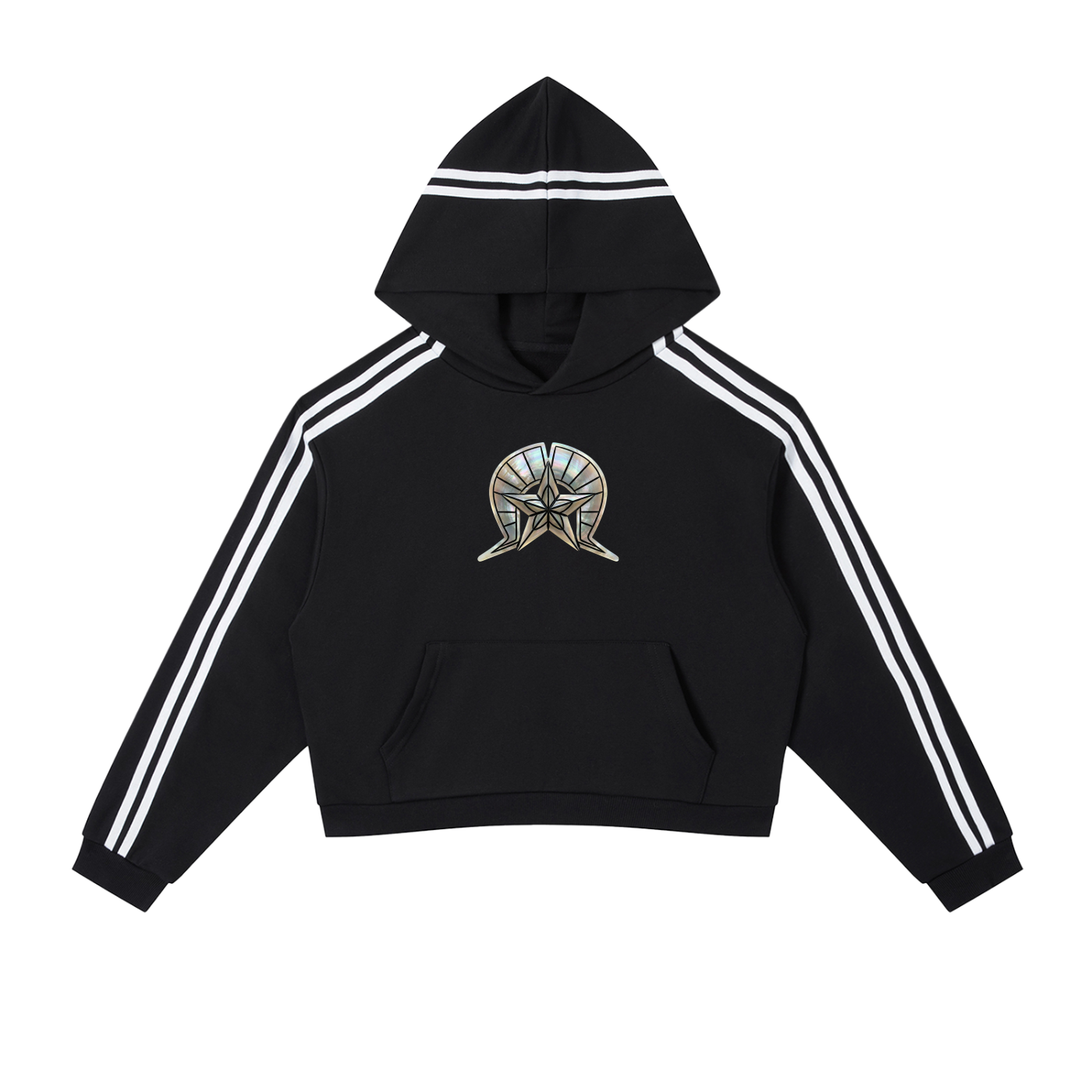 Contrast Side Stripe Cropped Hoodie