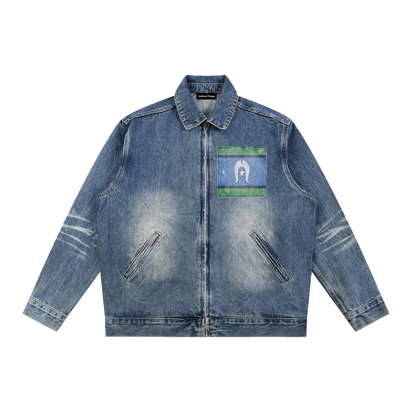 Vintage Wash Zip Up Denim Jacket