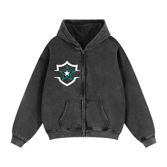 Zip-Through Boxy Fleece Hoodie