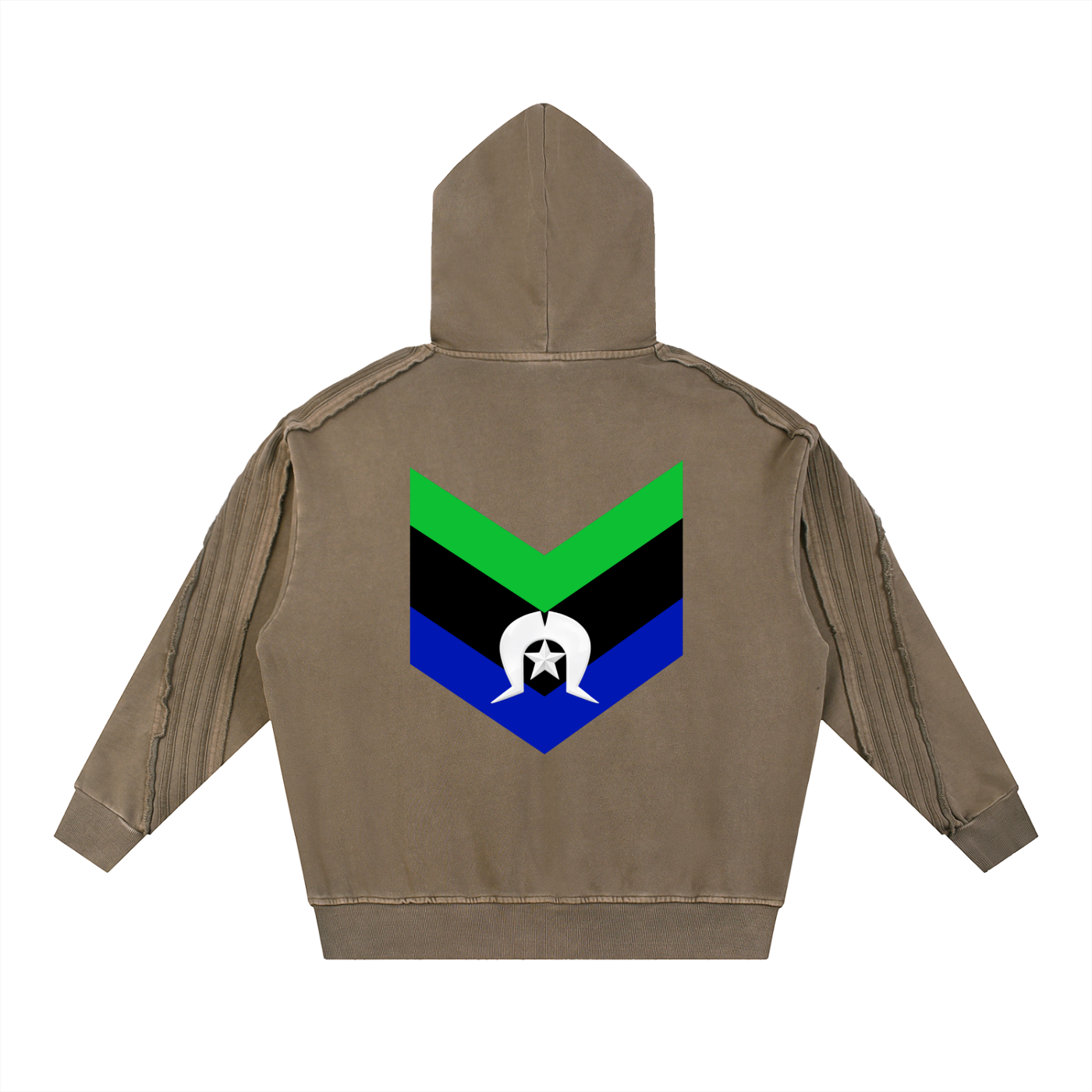 Torres Strait Snow Washed Tape Raw Edge Hoodie