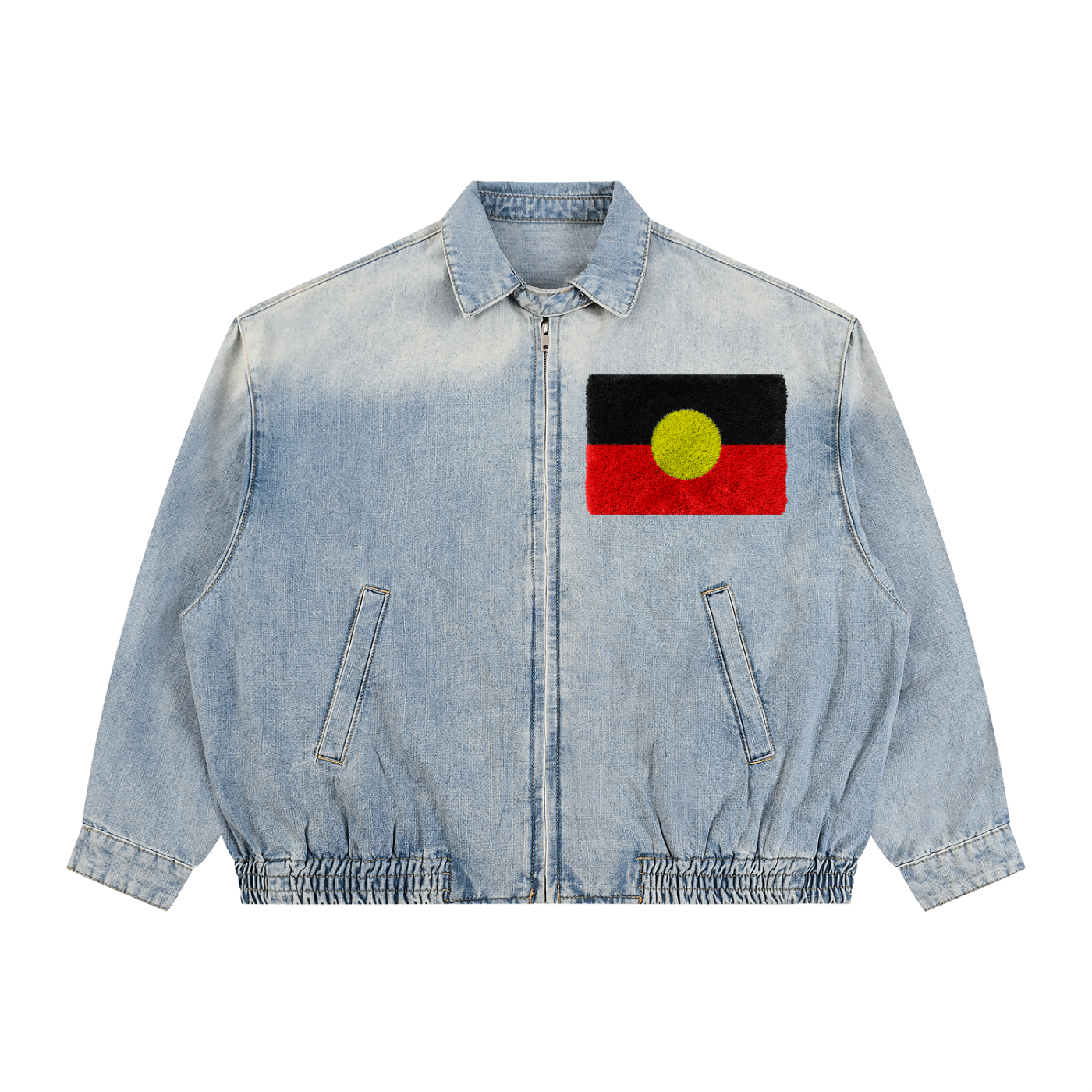 Unisex Vintage Wash Full-Zip Denim Jacket