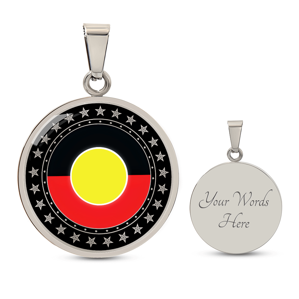 Australian Aboriginal Flag Round Pendant Necklace |Australia Cultural Pendant | Circle Charm Gift