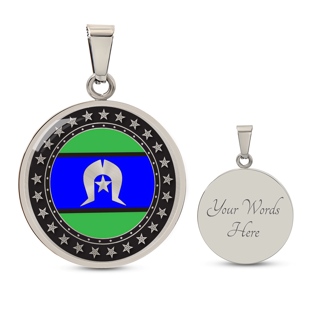 Torres Strait Islander Flag Round Pendant Necklace| Torres Strait Islander Jewelry | Cultural Circle Pendant Gift