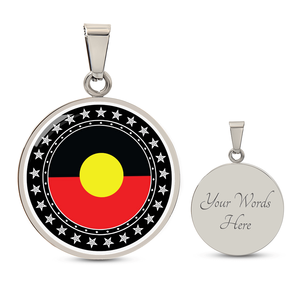 Australian Aboriginal Flag Round Pendant Necklace | Indigenous Australian Jewelry | Cultural Gift