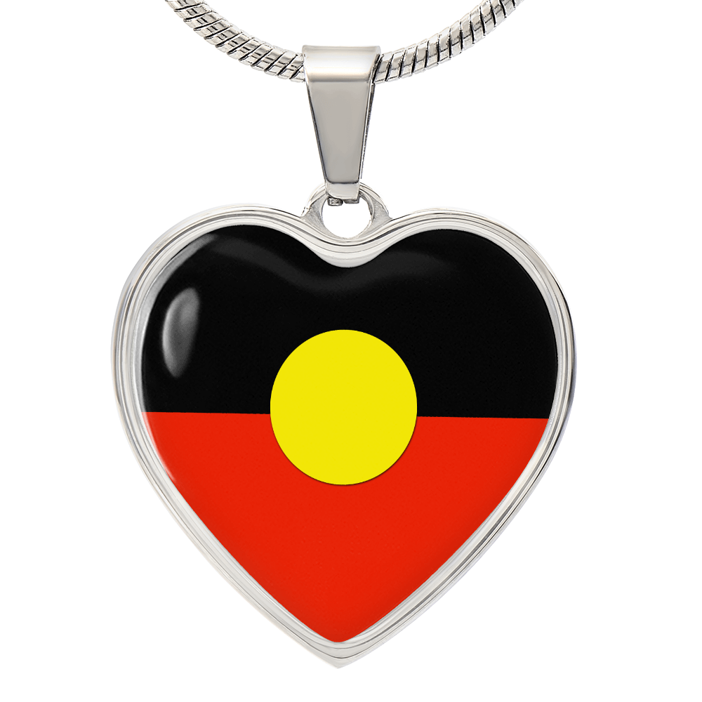 Australian Aboriginal Flag Heart Necklace | Indigenous Pride Heart Pendant| Australia Cultural Gift | Heart Charm Necklace