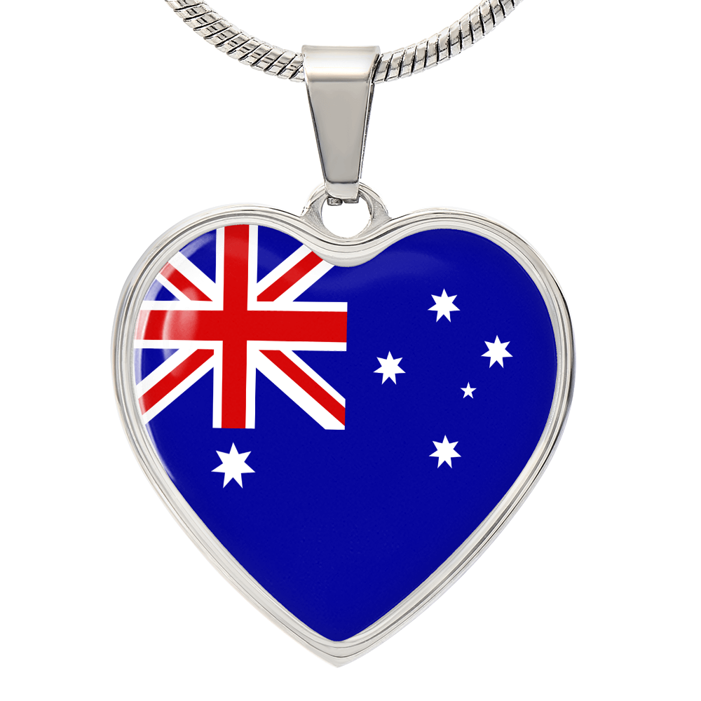 Australian Flag Heart Necklace | Australia Flag Heart Pendant | Gift for Australians
