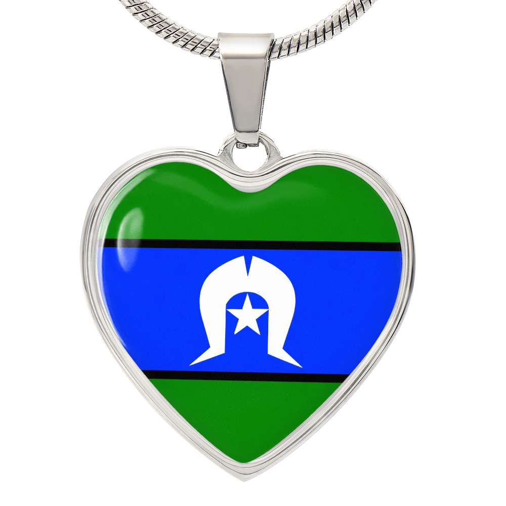 Torres Strait Islander Flag  Necklace  Heart Pendant | Islander Pride Gift for Men & Women