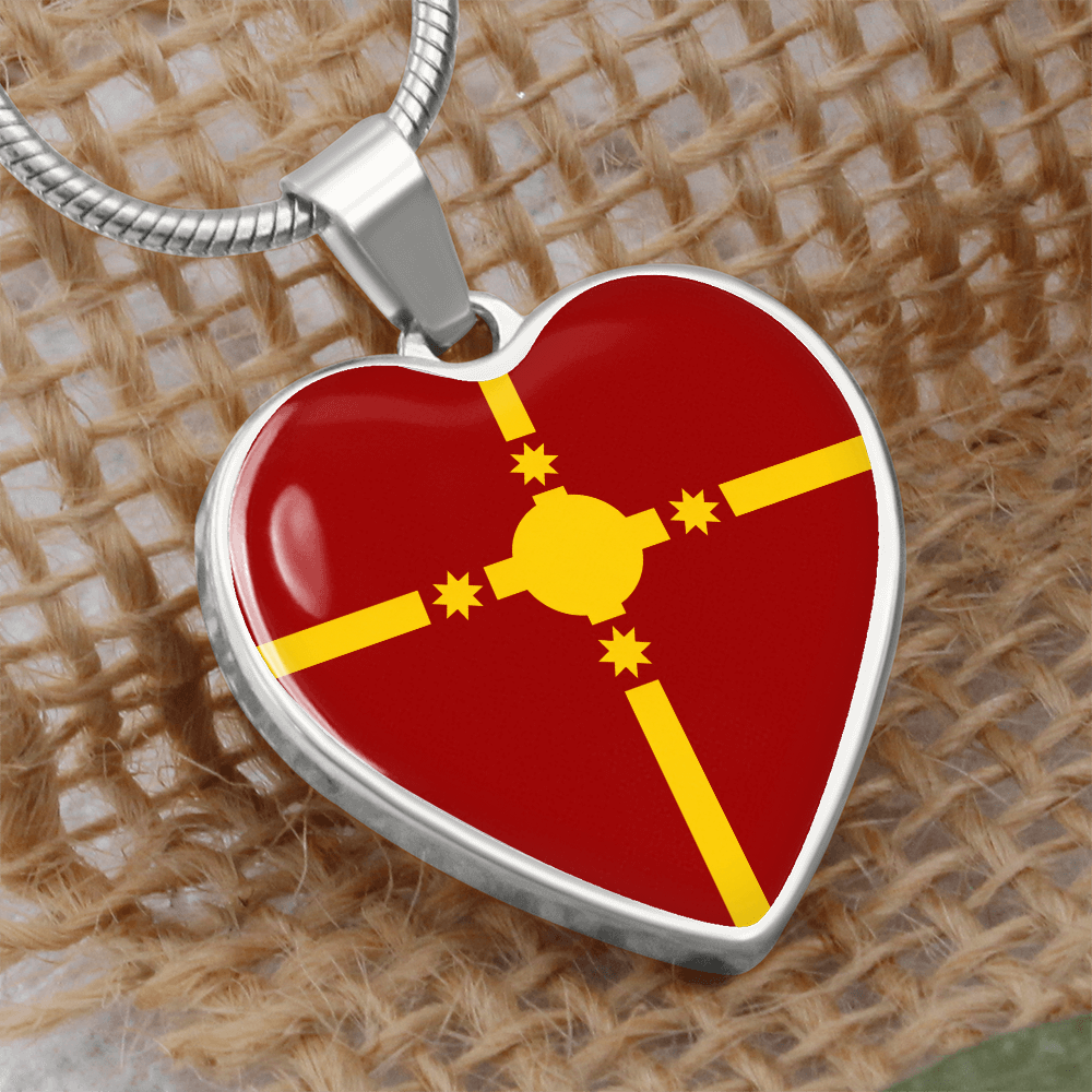 Rotuma Flag Heart Necklace | Rotuman Flag Necklace | Gold Heart Pendant | Cultural Pride Gift for Rotumans