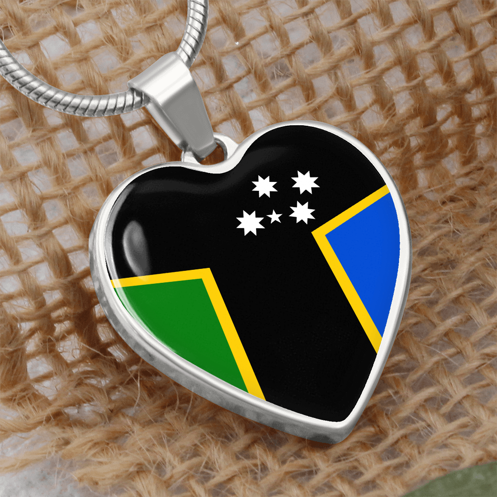 Australian South Sea Island Flag Heart Necklace | ASSI Flag Necklace |Heritage Heart Pendant | Cultural Pride Gift