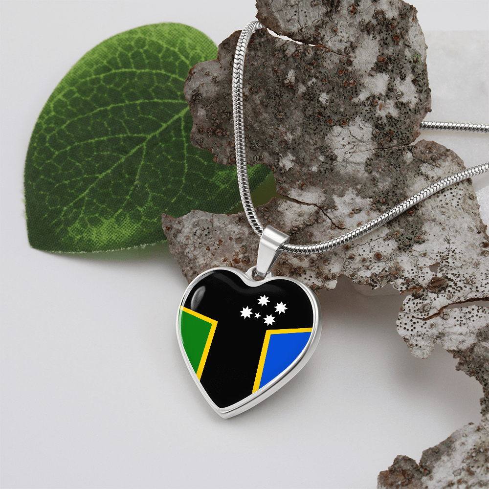 Australian South Sea Island Flag Heart Necklace | ASSI Flag Necklace |Heritage Heart Pendant | Cultural Pride Gift