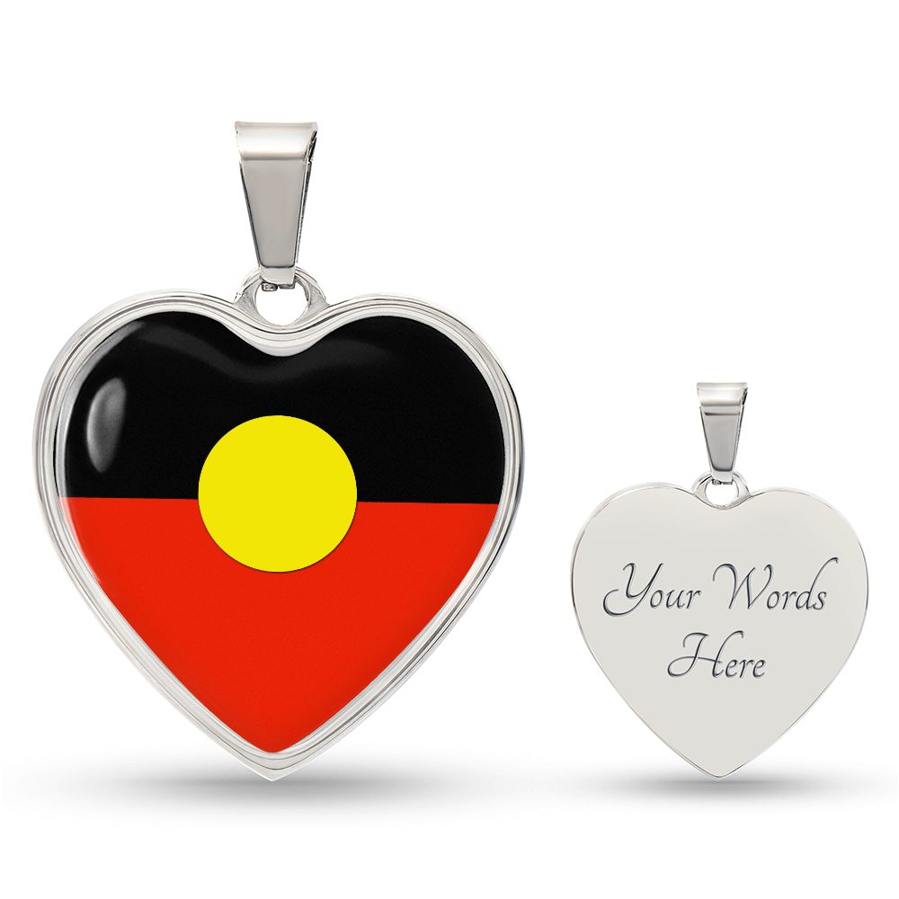 Australian Aboriginal Flag Heart Necklace | Indigenous Pride Heart Pendant| Australia Cultural Gift | Heart Charm Necklace