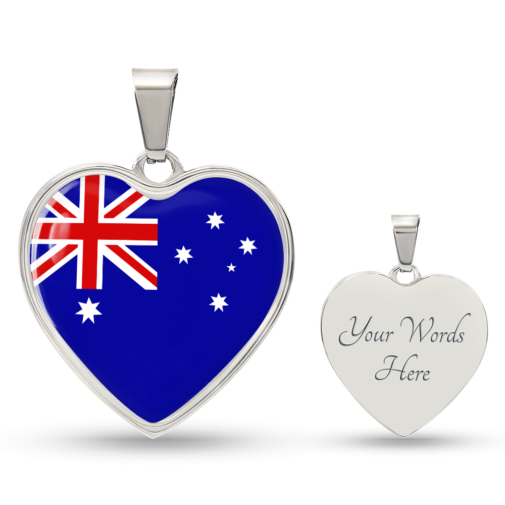 Australian Flag Heart Necklace | Australia Flag Heart Pendant | Gift for Australians