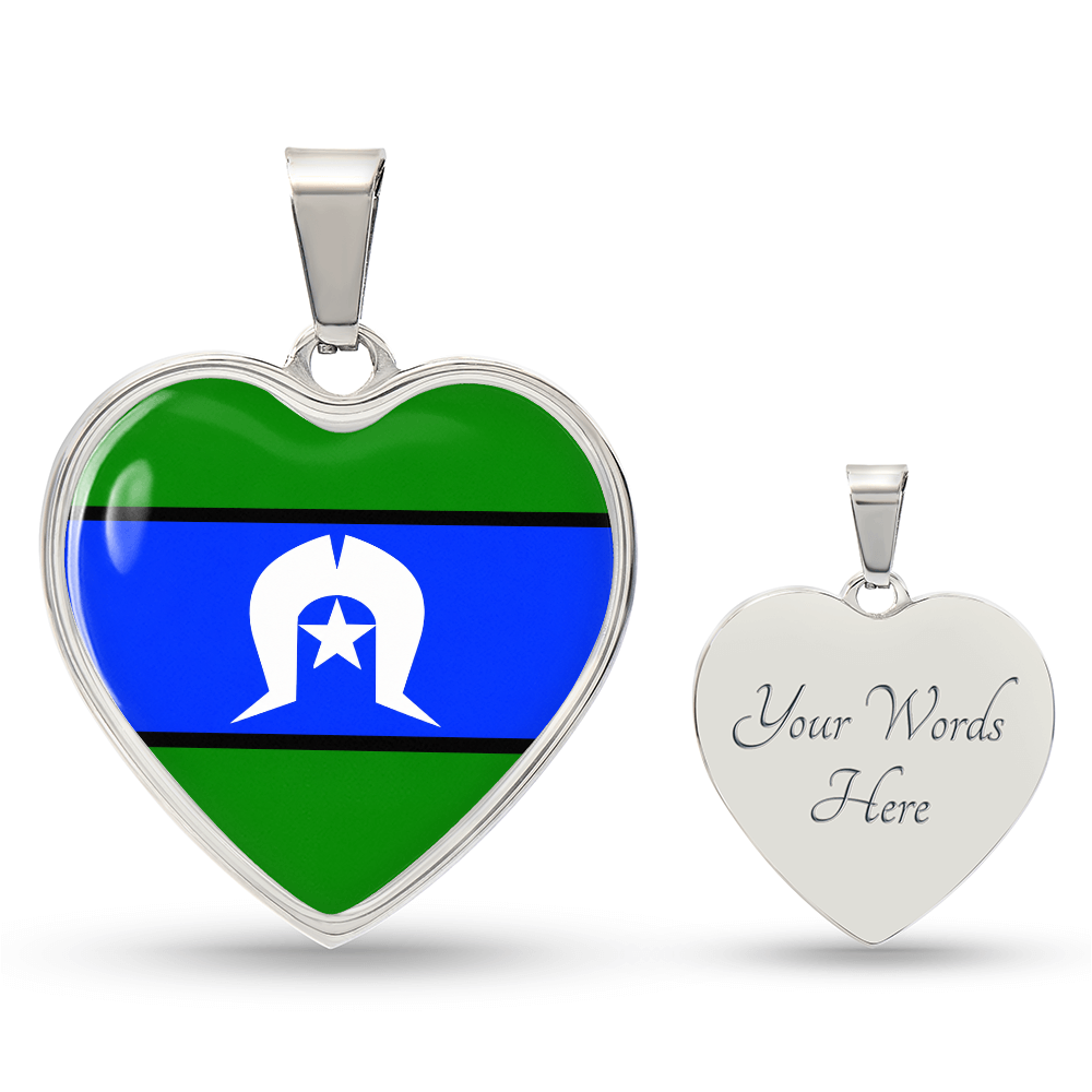 Torres Strait Islander Flag  Necklace  Heart Pendant | Islander Pride Gift for Men & Women