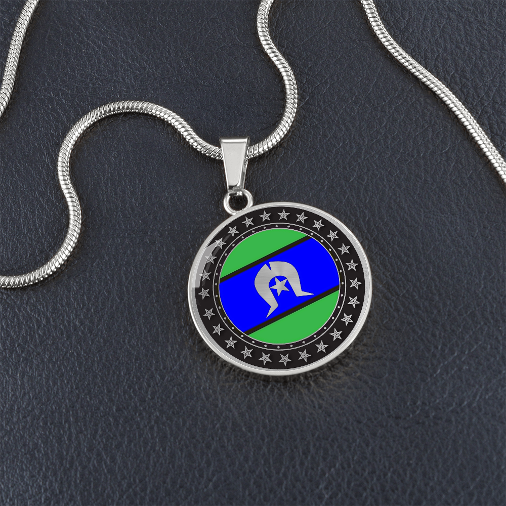 Torres Strait Islander Flag Round Pendant Necklace| Torres Strait Islander Jewelry | Cultural Circle Pendant Gift