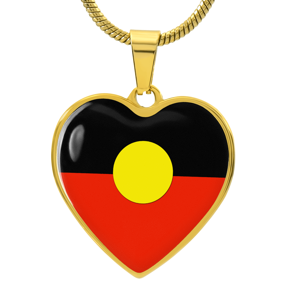 Australian Aboriginal Flag Heart Necklace | Indigenous Pride Heart Pendant| Australia Cultural Gift | Heart Charm Necklace