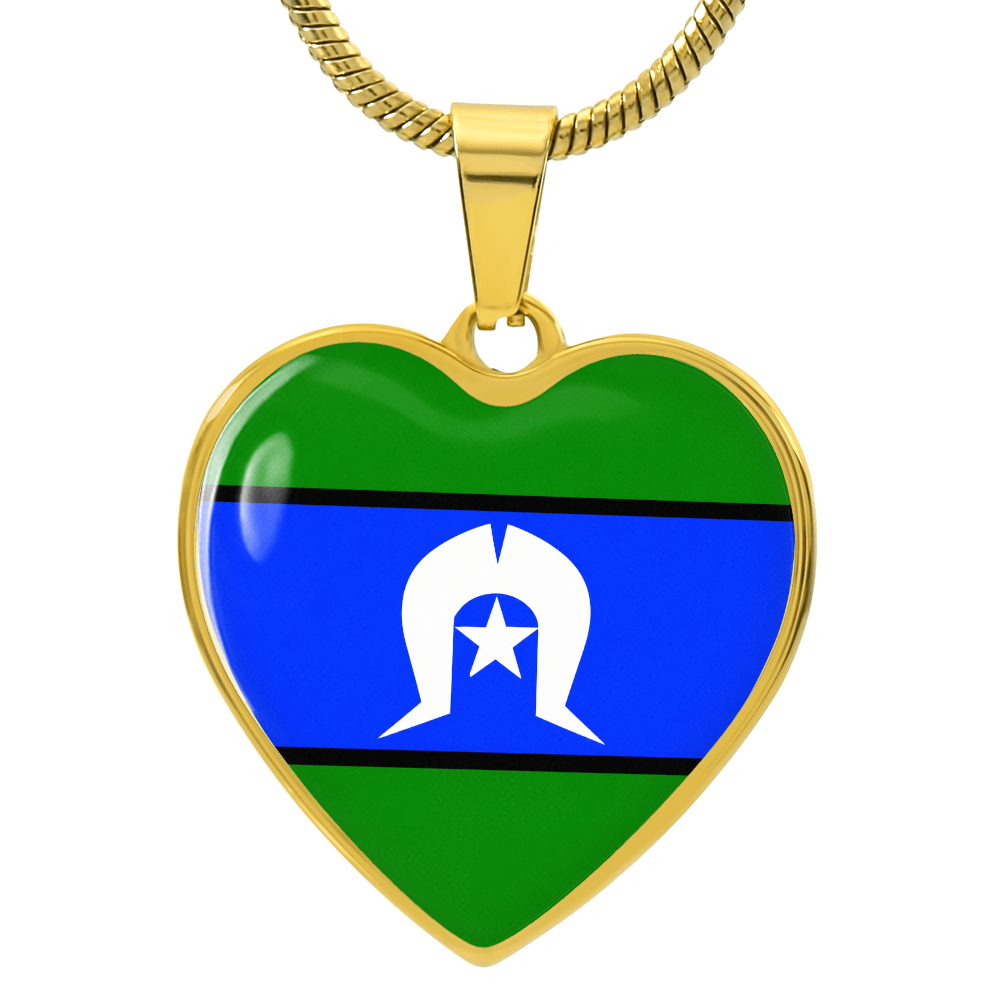 Torres Strait Islander Flag  Necklace  Heart Pendant | Islander Pride Gift for Men & Women
