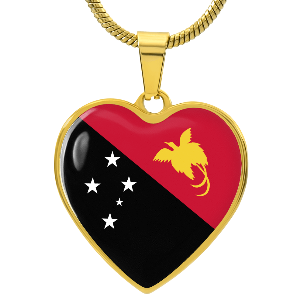 Papua New Guinea Flag Heart Necklace  ID Pendant l Pride Gift for Men & Women