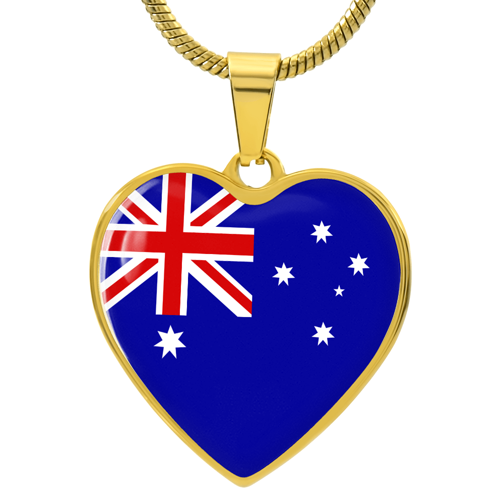 Australian Flag Heart Necklace | Australia Flag Heart Pendant | Gift for Australians