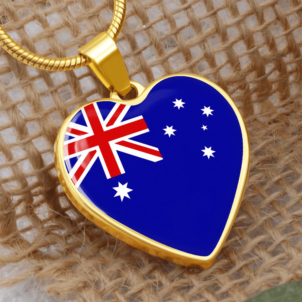 Australian Flag Heart Necklace | Australia Flag Heart Pendant | Gift for Australians