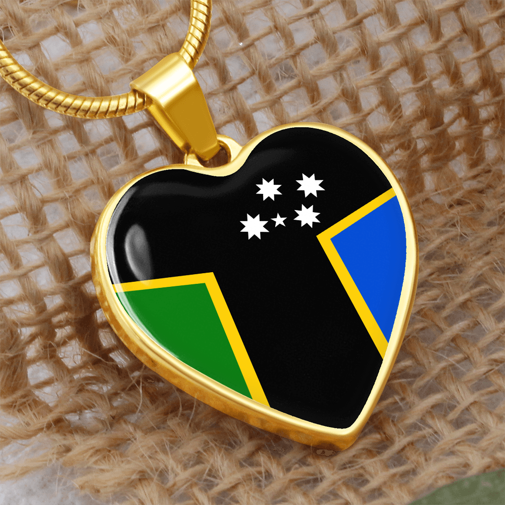 Australian South Sea Island Flag Heart Necklace | ASSI Flag Necklace |Heritage Heart Pendant | Cultural Pride Gift
