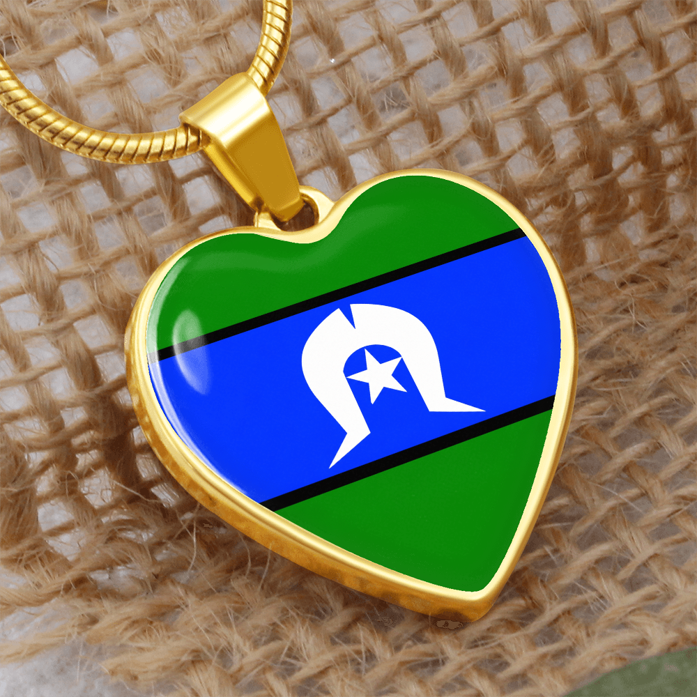 Torres Strait Islander Flag  Necklace  Heart Pendant | Islander Pride Gift for Men & Women