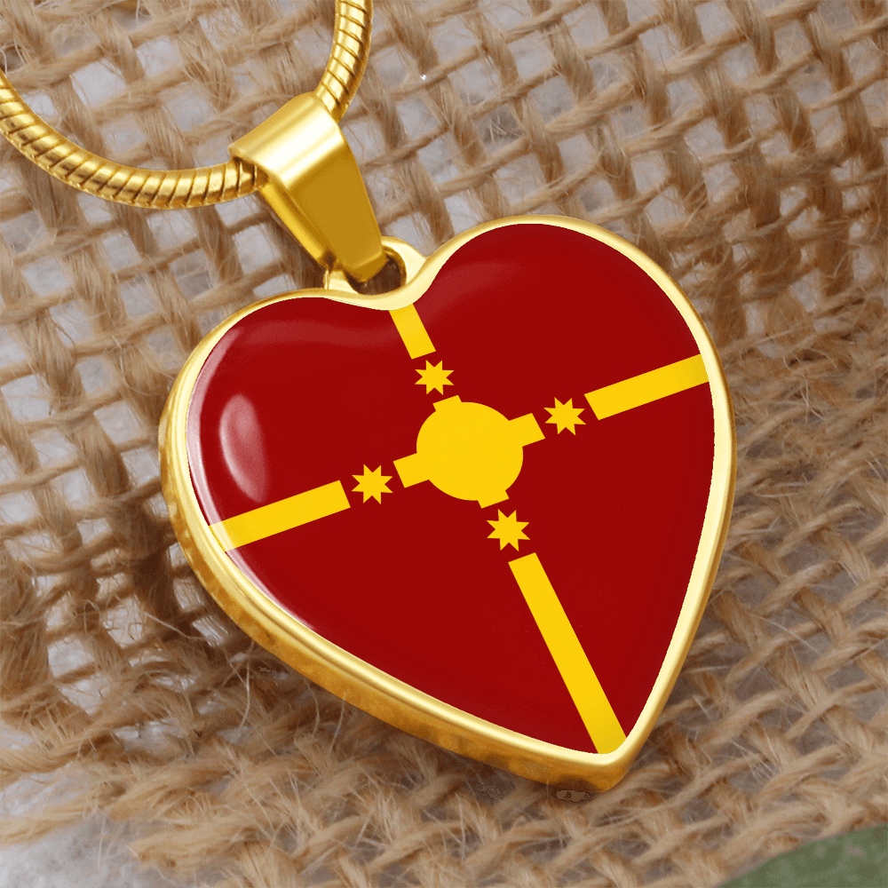 Rotuma Flag Heart Necklace | Rotuman Flag Necklace | Gold Heart Pendant | Cultural Pride Gift for Rotumans