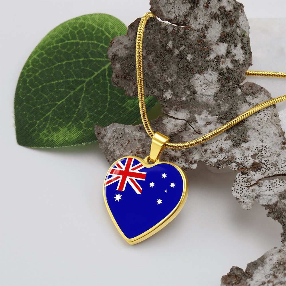 Australian Flag Heart Necklace | Australia Flag Heart Pendant | Gift for Australians