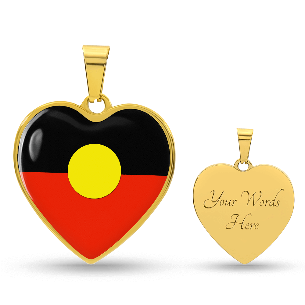 Australian Aboriginal Flag Heart Necklace | Indigenous Pride Heart Pendant| Australia Cultural Gift | Heart Charm Necklace
