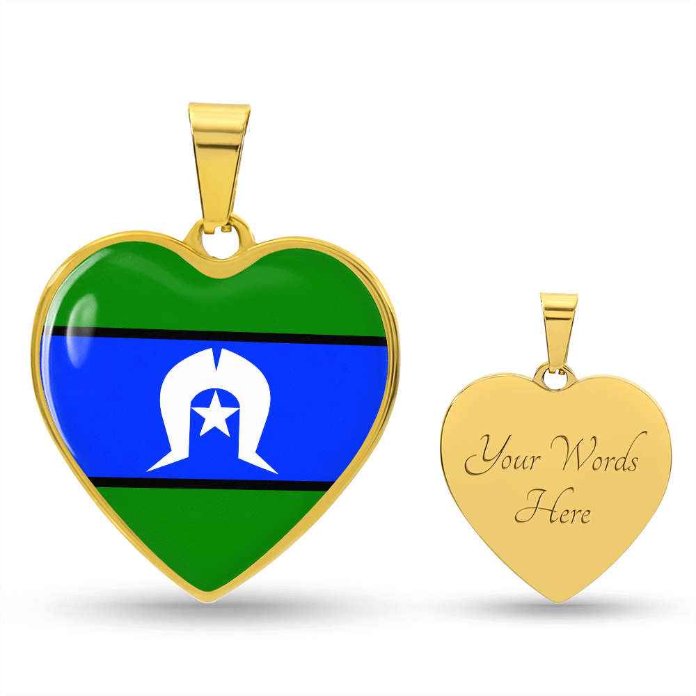 Torres Strait Islander Flag  Necklace  Heart Pendant | Islander Pride Gift for Men & Women