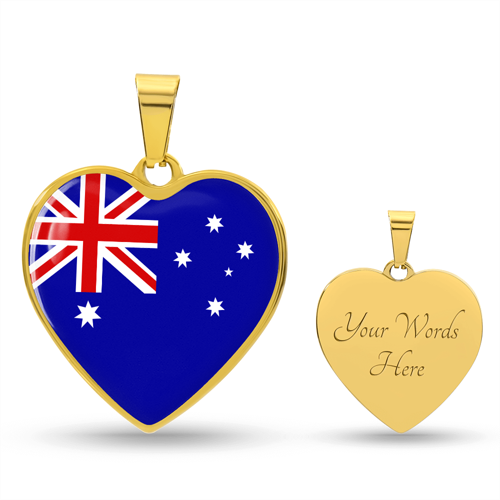 Australian Flag Heart Necklace | Australia Flag Heart Pendant | Gift for Australians