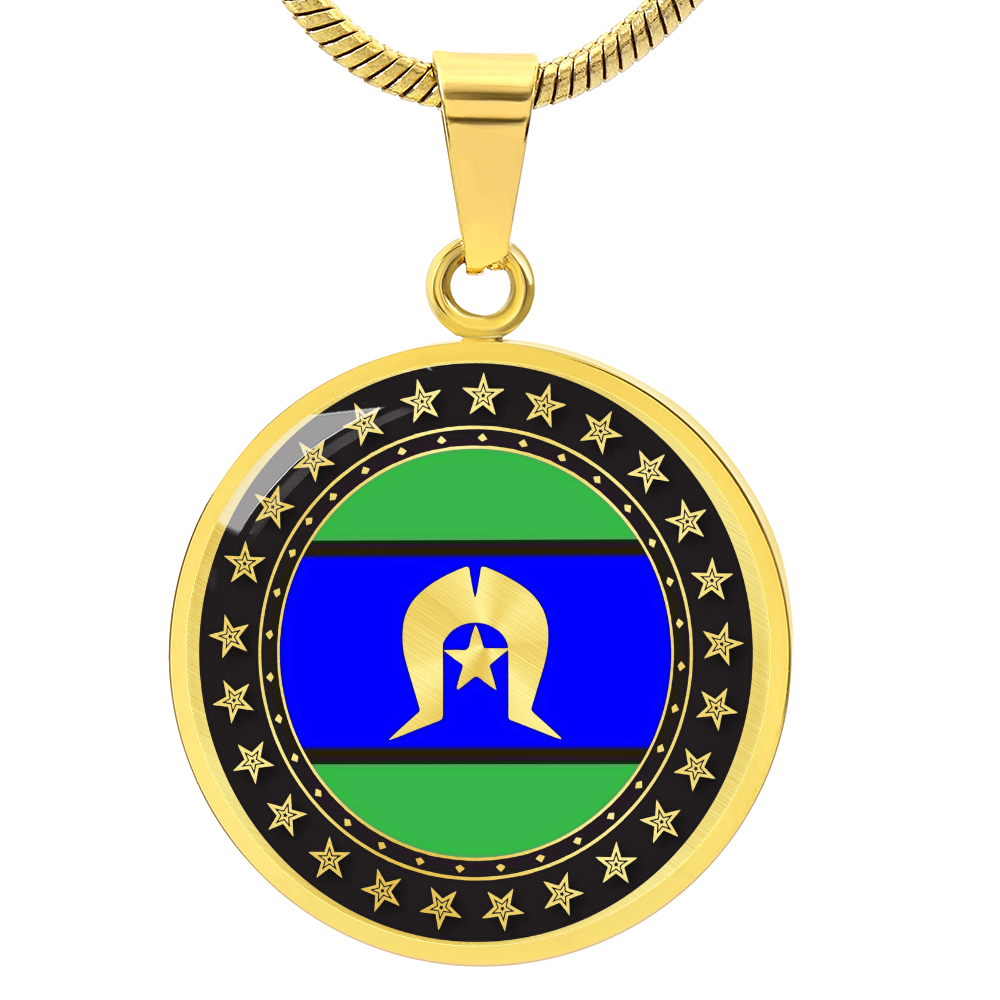 Torres Strait Islander Flag Round Pendant Necklace| Torres Strait Islander Jewelry | Cultural Circle Pendant Gift