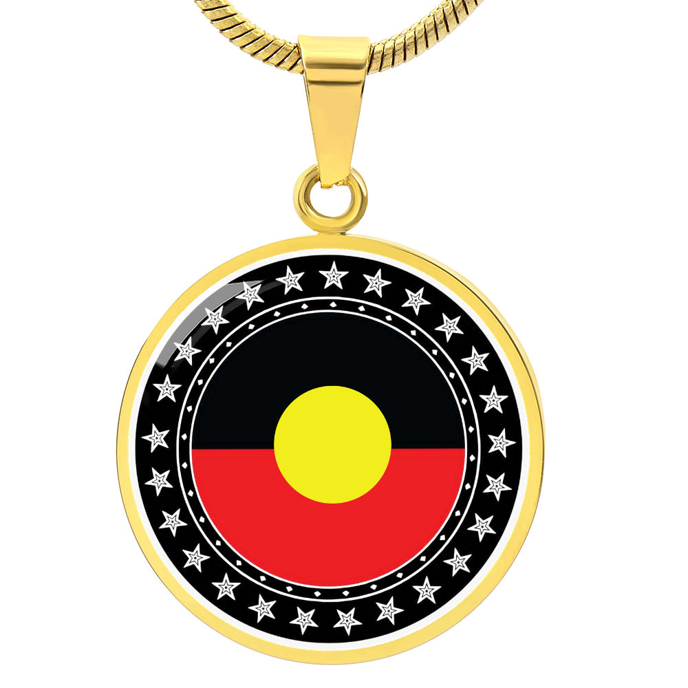 Australian Aboriginal Flag Round Pendant Necklace | Indigenous Australian Jewelry | Cultural Gift