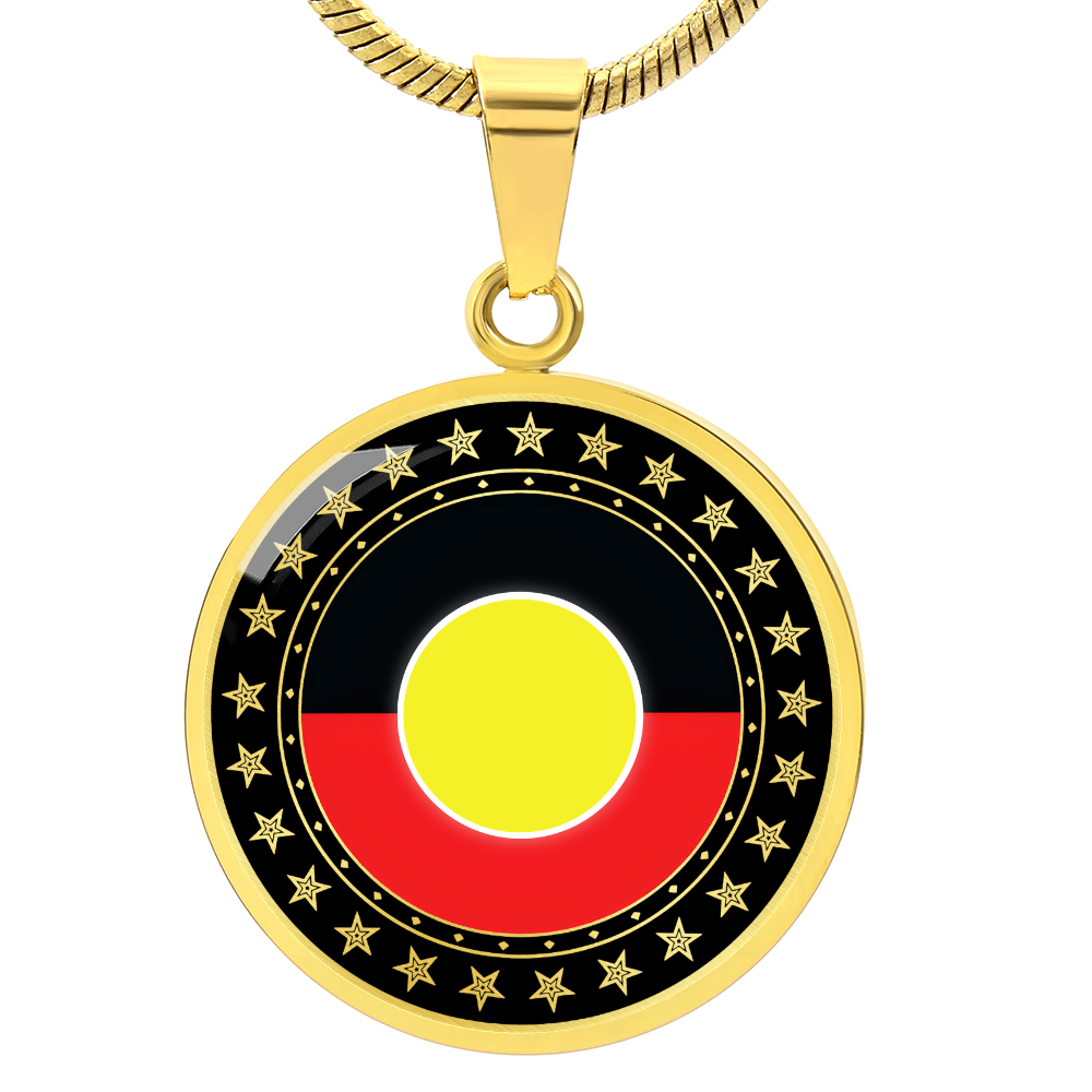 Australian Aboriginal Flag Round Pendant Necklace |Australia Cultural Pendant | Circle Charm Gift