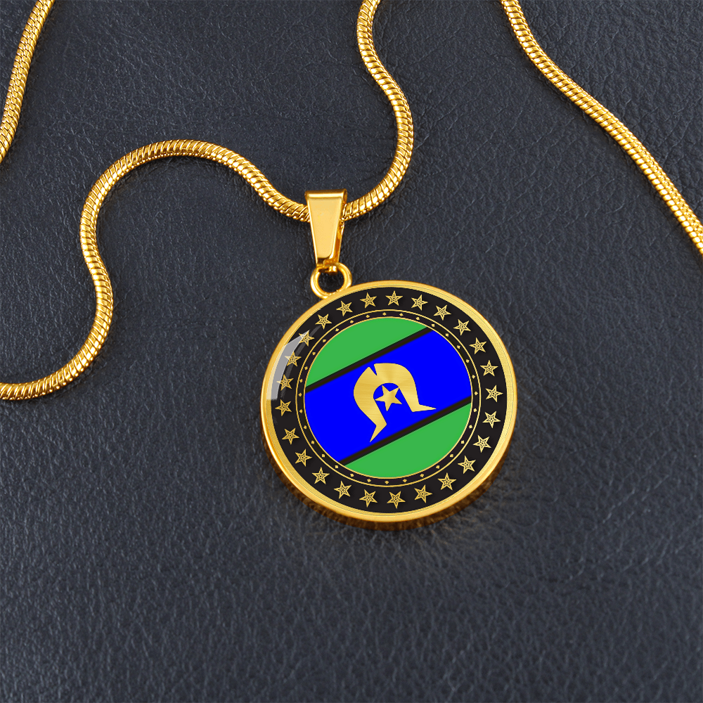 Torres Strait Islander Flag Round Pendant Necklace| Torres Strait Islander Jewelry | Cultural Circle Pendant Gift