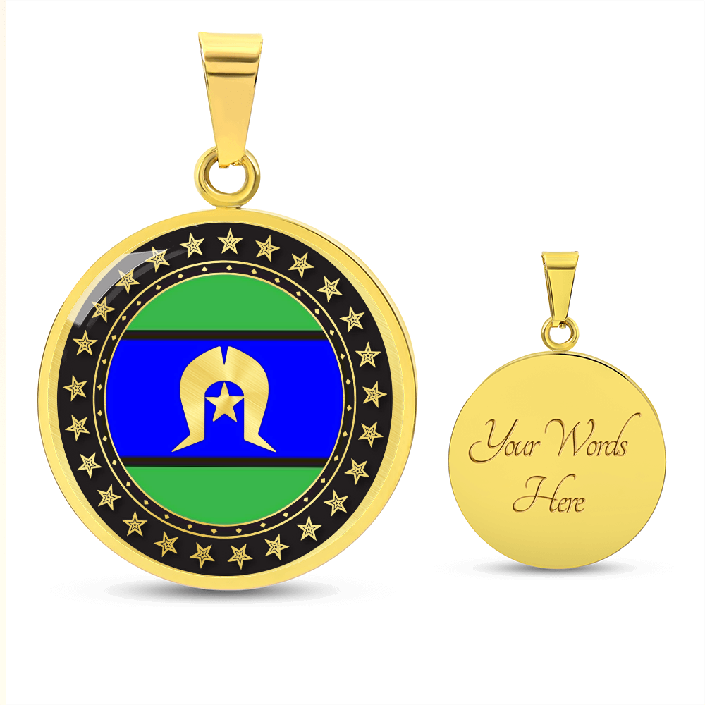 Torres Strait Islander Flag Round Pendant Necklace| Torres Strait Islander Jewelry | Cultural Circle Pendant Gift
