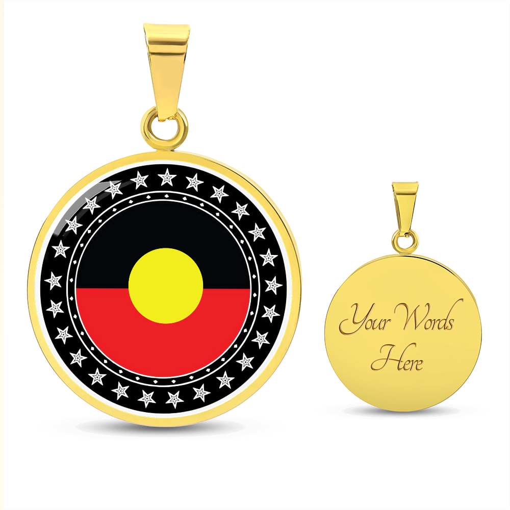 Australian Aboriginal Flag Round Pendant Necklace | Indigenous Australian Jewelry | Cultural Gift