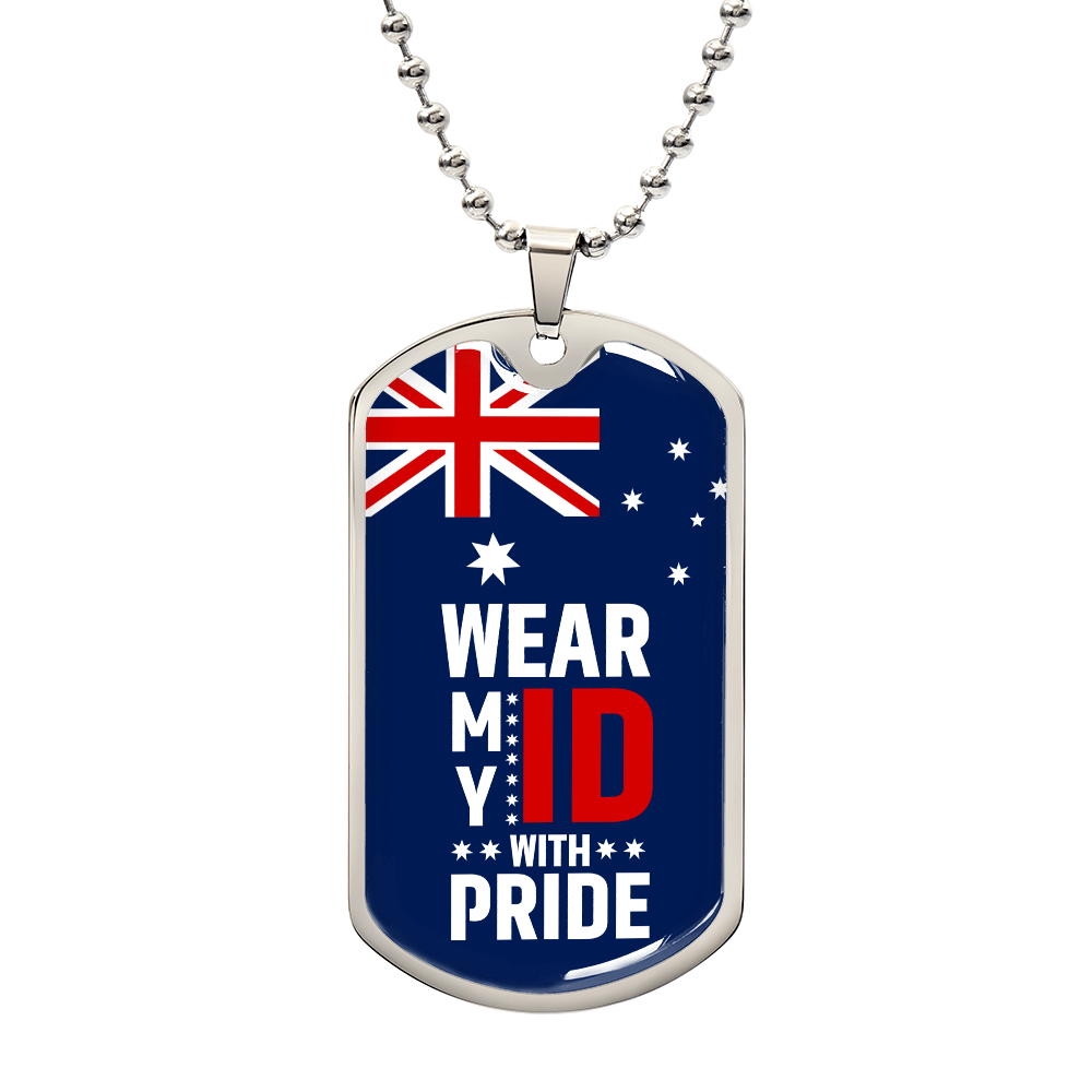 Australia Flag Dog Tag Necklace | Military ID Pendant | Wear My ID With Pride Patriotic Gift
