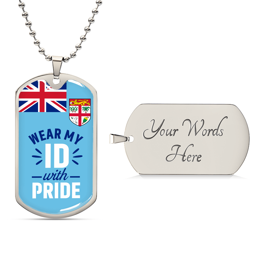 Fiji Flag Dog Tag Necklace | Wear My ID With Pride | Military Style Patriotic Pendant Gift